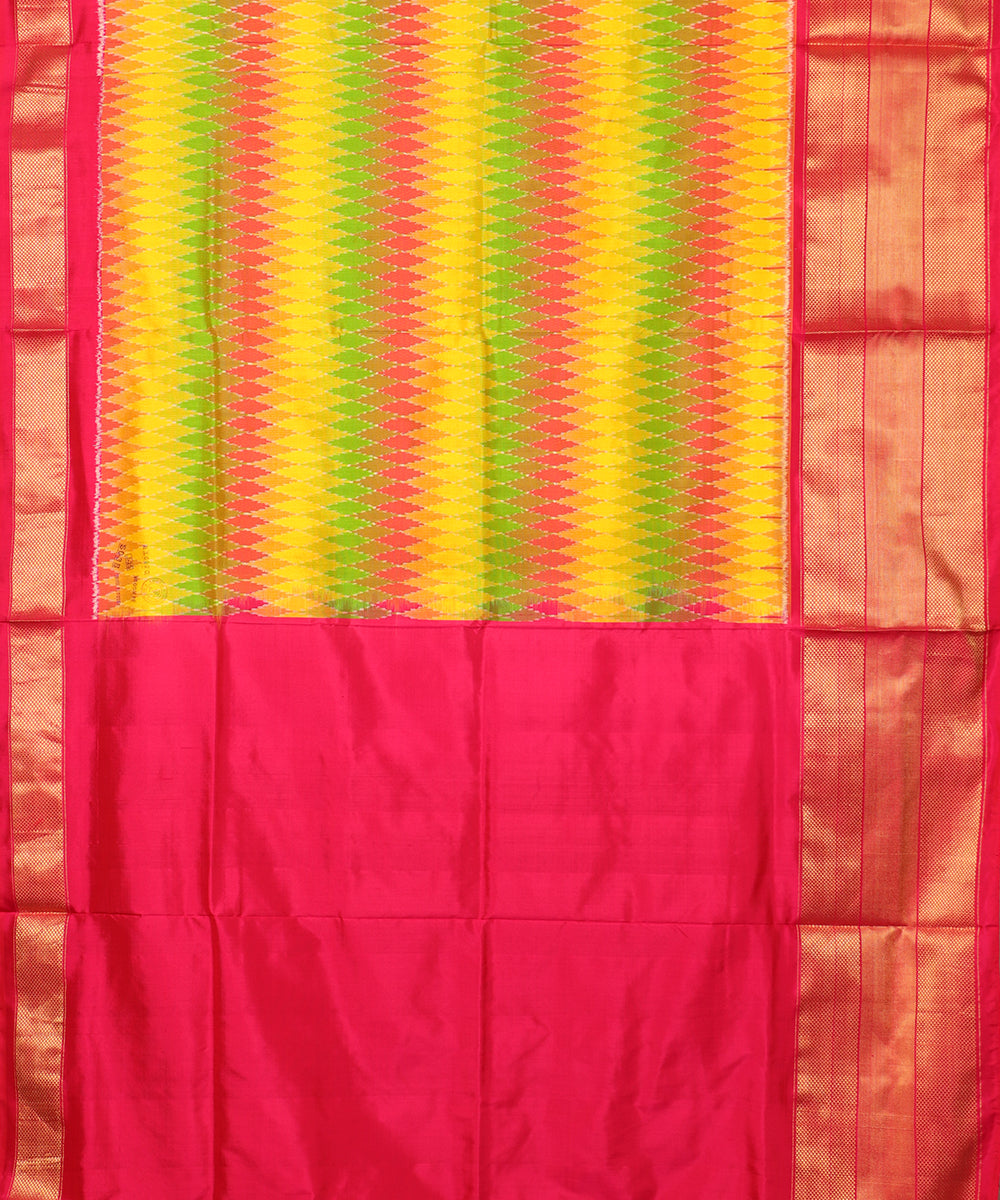 Multi-color handloom rajkot silk saree