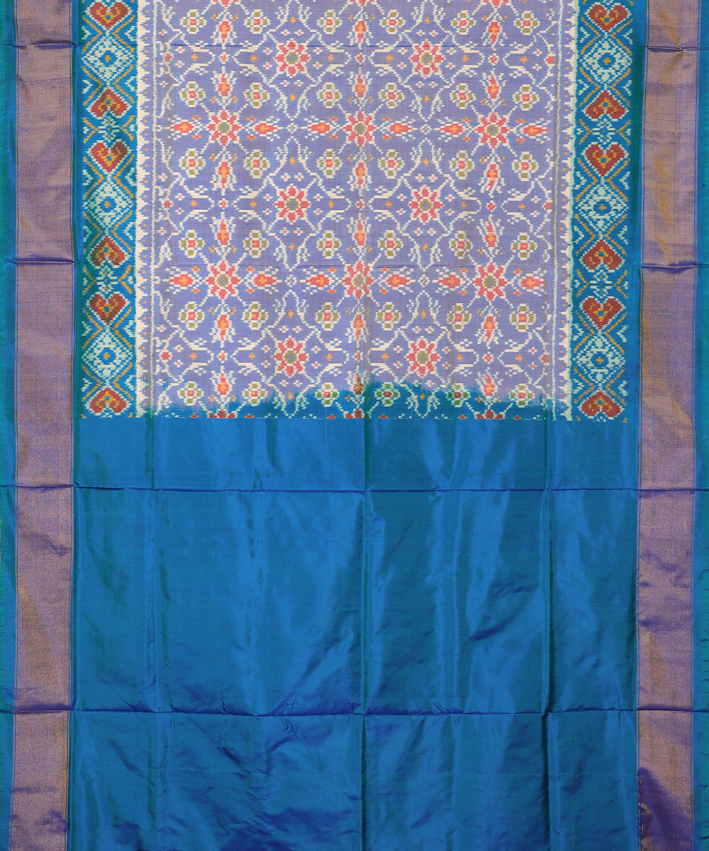 Cornflower blue shade handloom rajkot silk saree