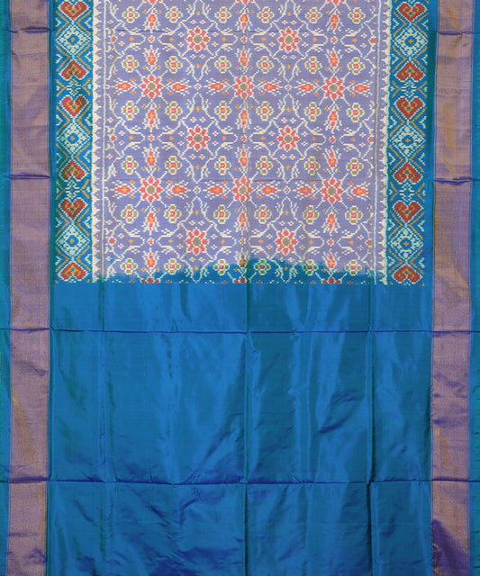 Cornflower blue shade handloom rajkot silk saree