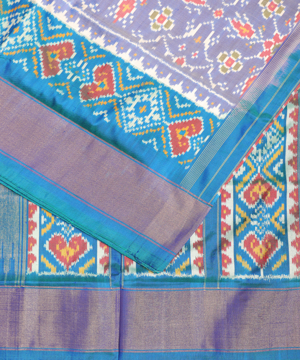 Cornflower blue shade handloom rajkot silk saree