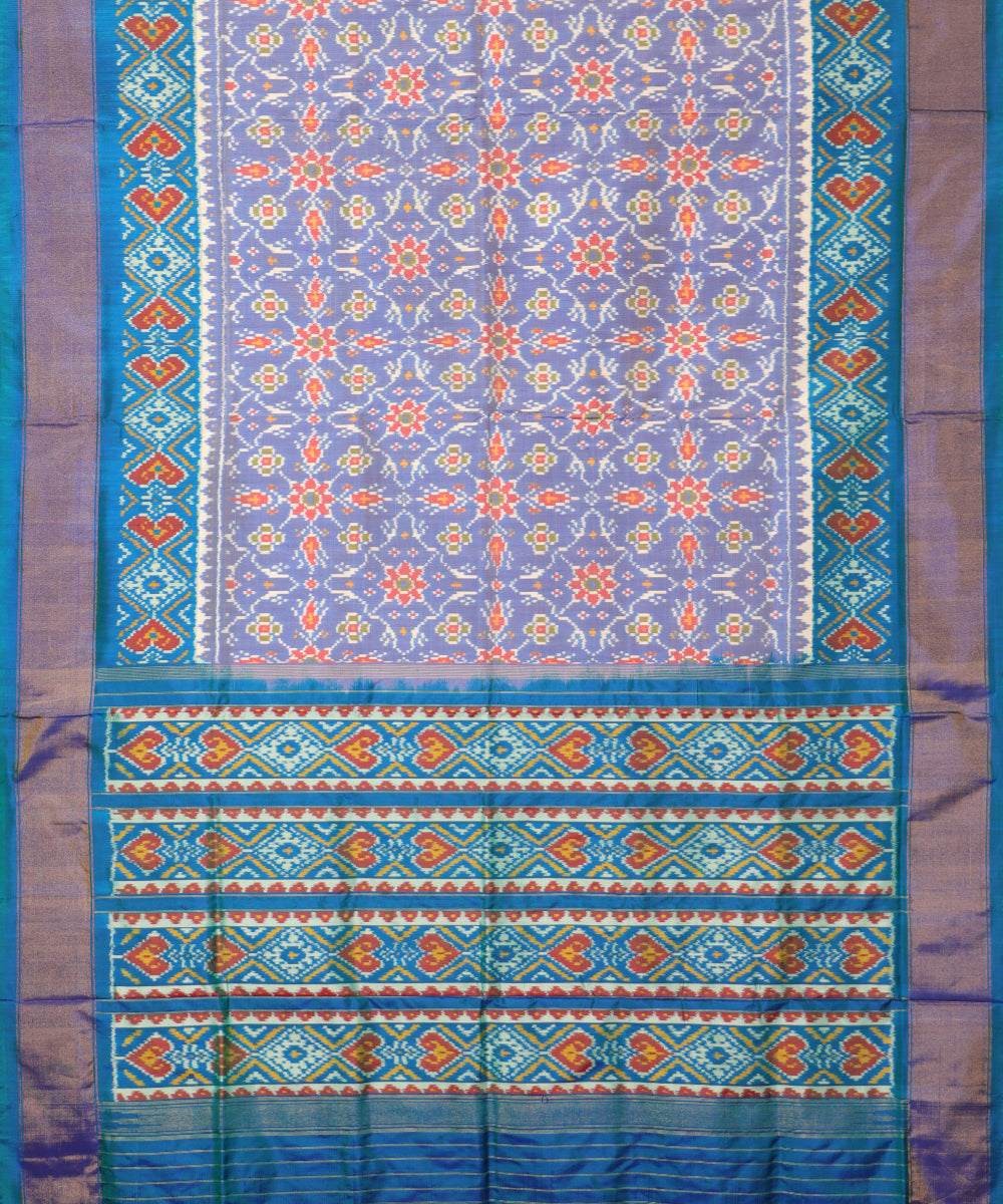 Cornflower blue shade handloom rajkot silk saree