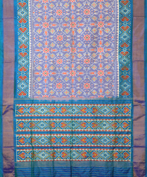 Cornflower blue shade handloom rajkot silk saree