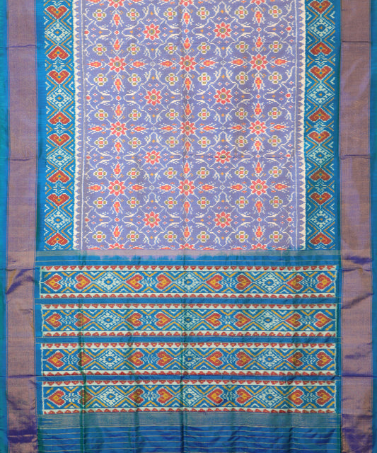 Cornflower blue shade handloom rajkot silk saree