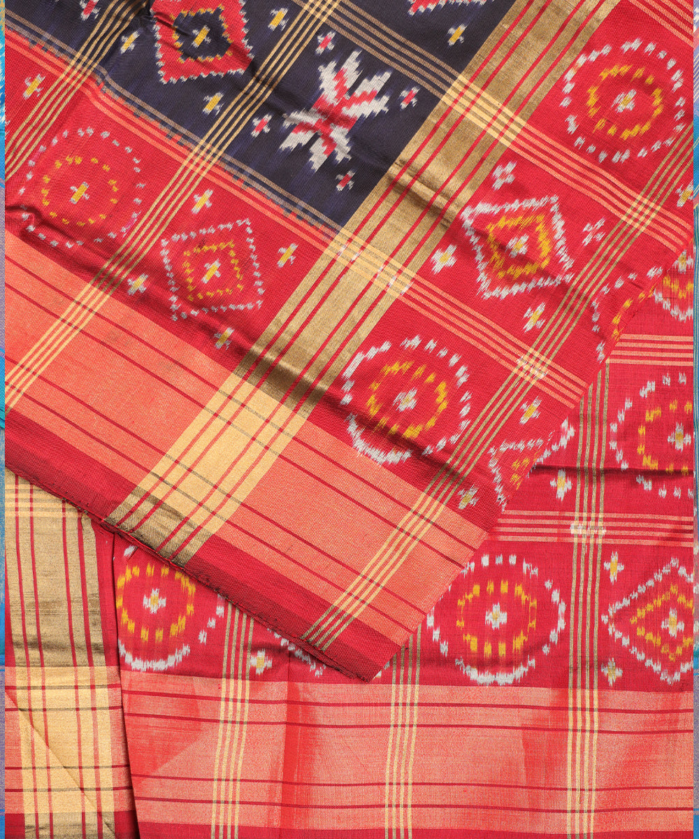 Denim blue color handloom rajkot silk saree