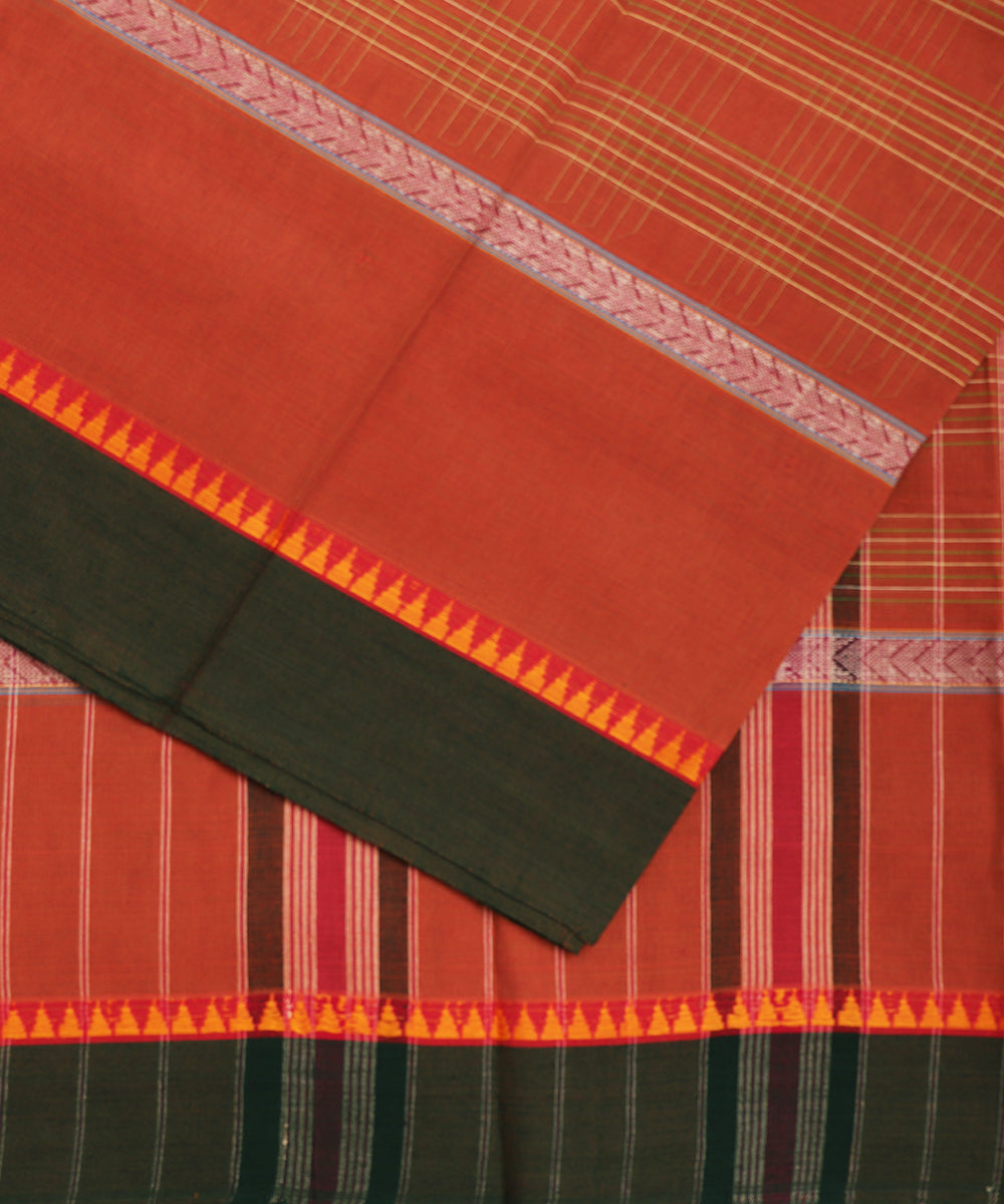 Caramel brown color handloom narayanpet cotton saree