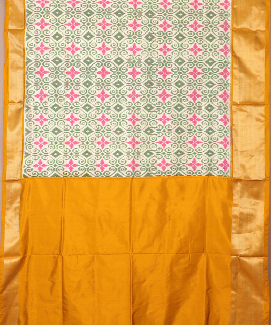 Cream color handloom rajkot silk saree