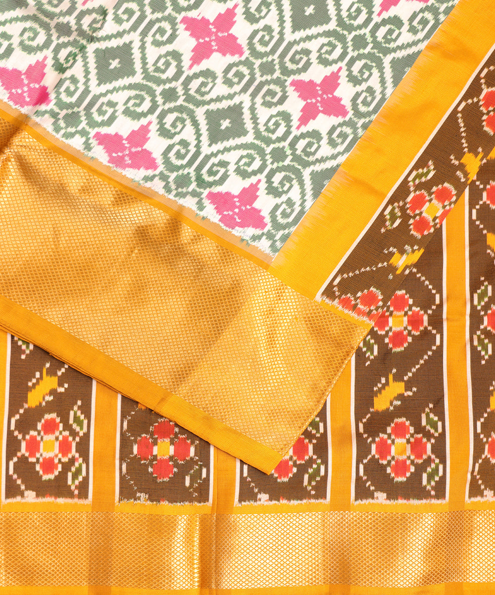 Cream color handloom rajkot silk saree