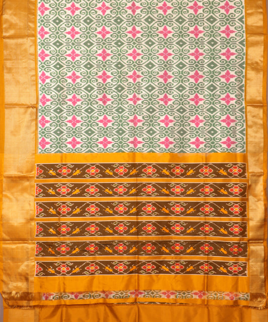 Cream color handloom rajkot silk saree