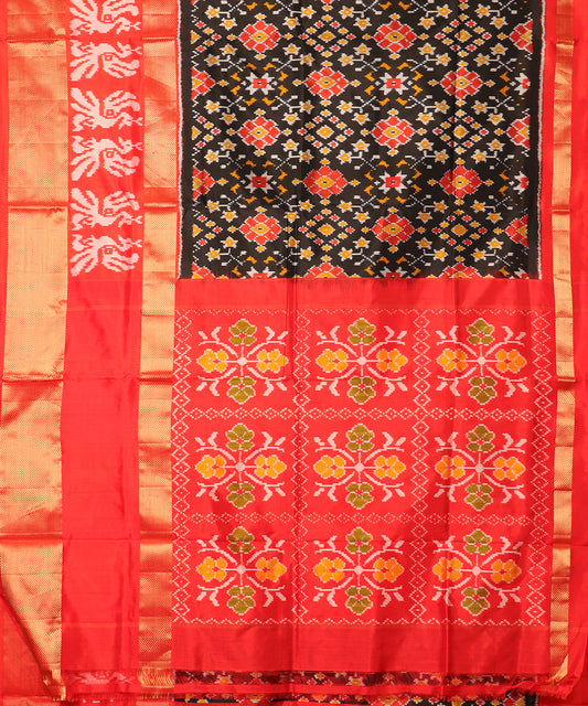 Black color handloom rajkot silk saree