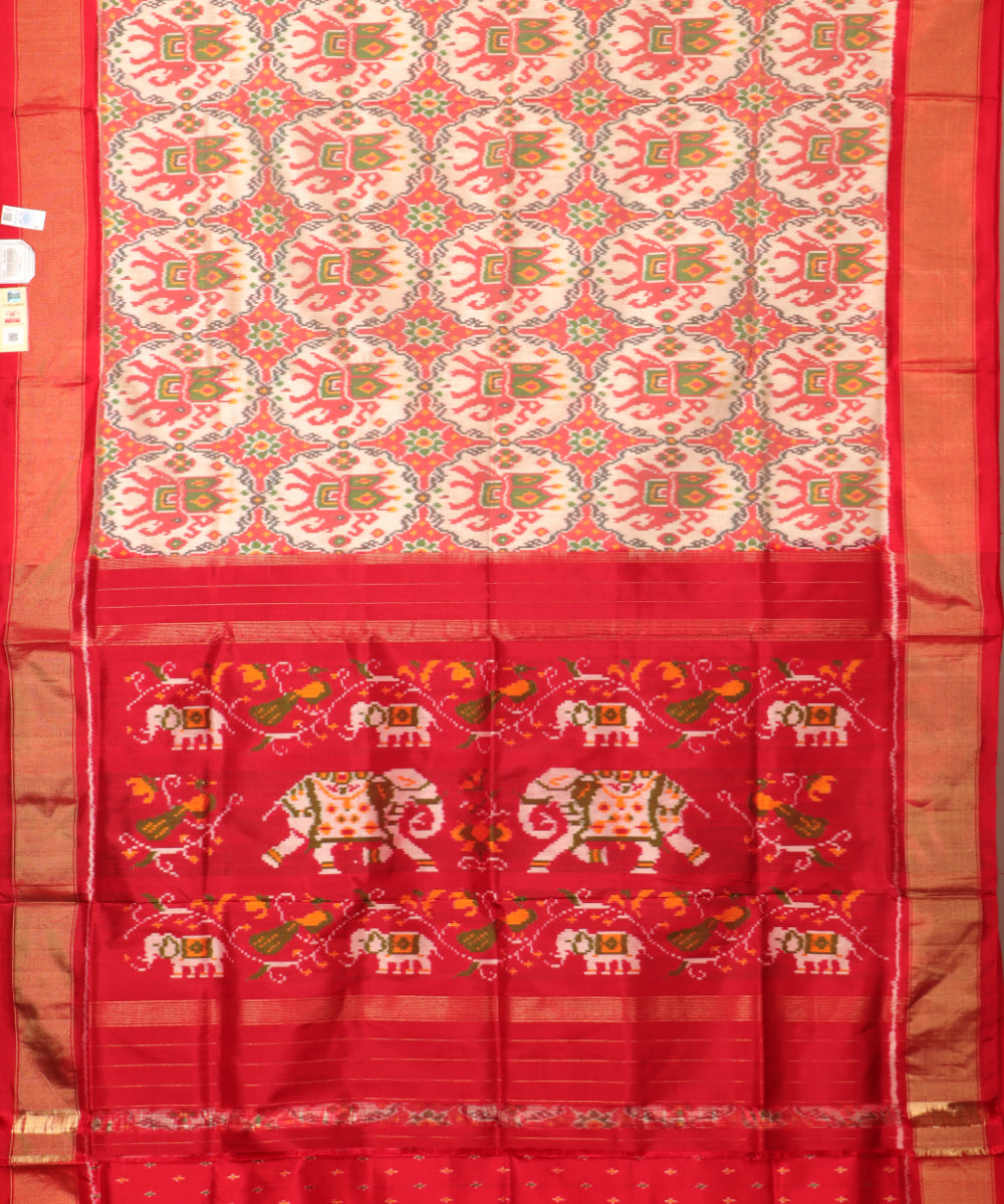Peach shade color handloom rajkot silk saree