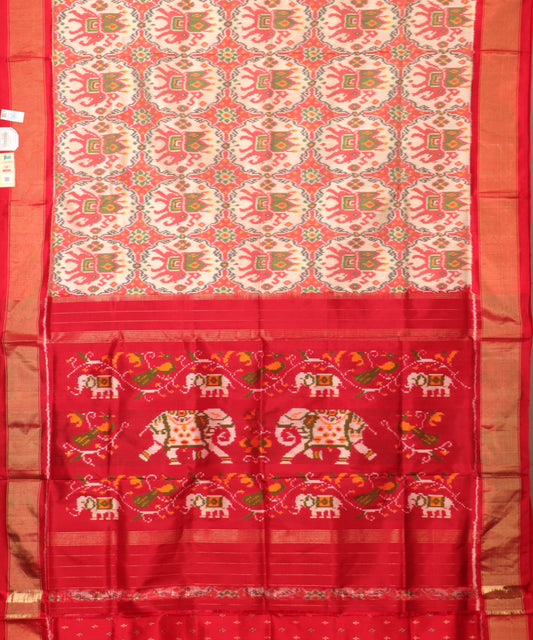 Peach shade color handloom rajkot silk saree