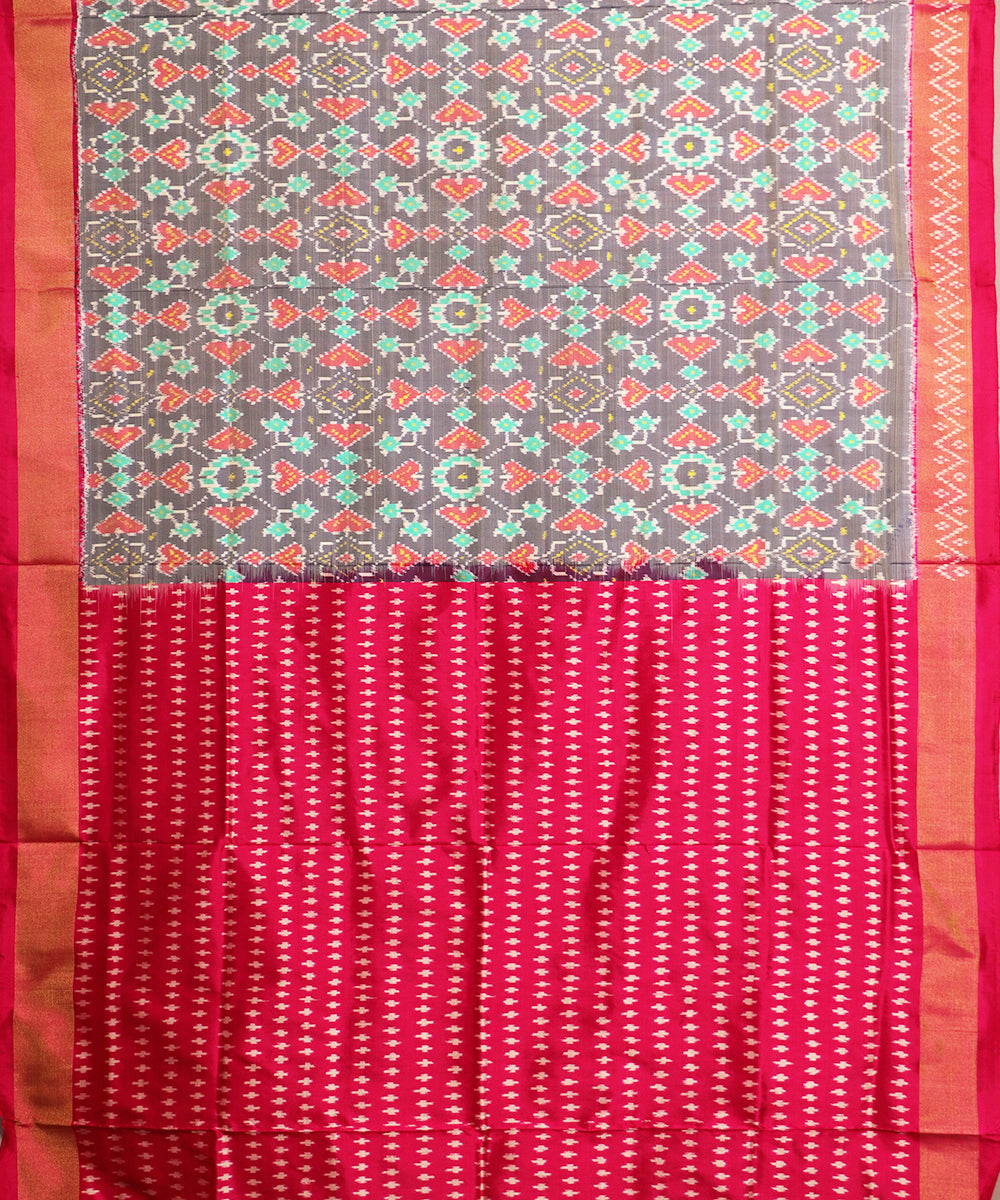 Pigeon blue color handloom rajkot silk saree