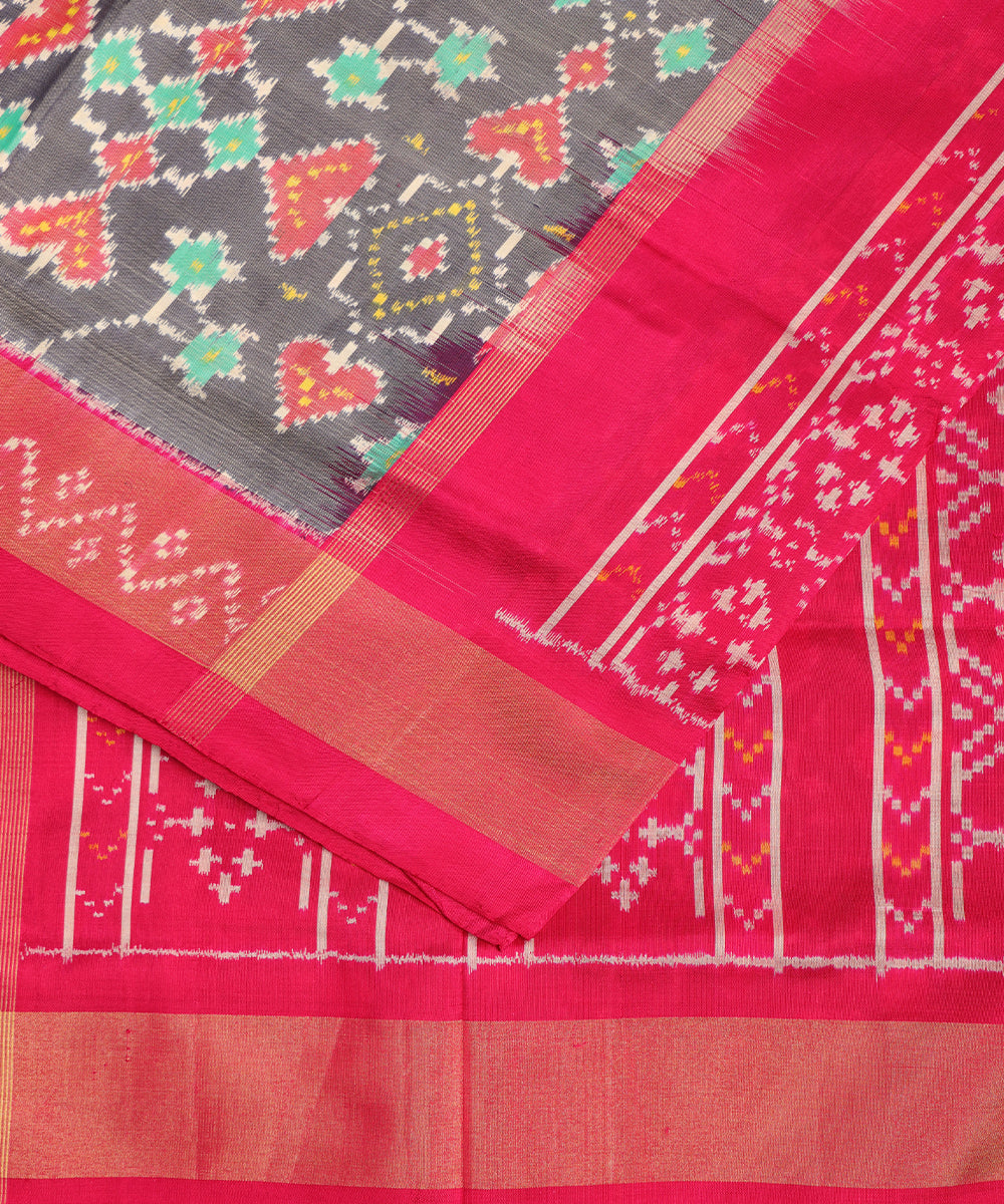 Pigeon blue color handloom rajkot silk saree