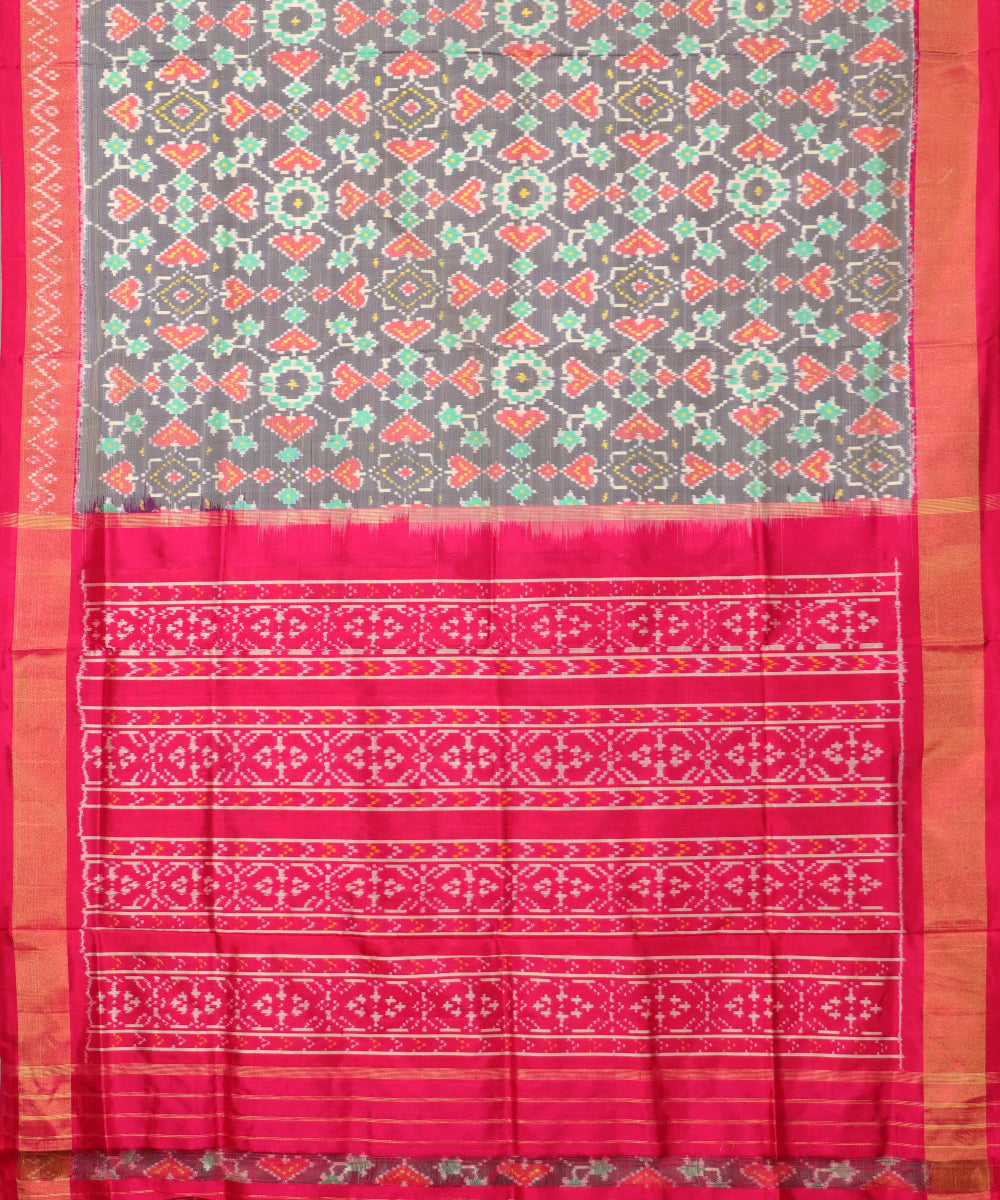 Pigeon blue color handloom rajkot silk saree