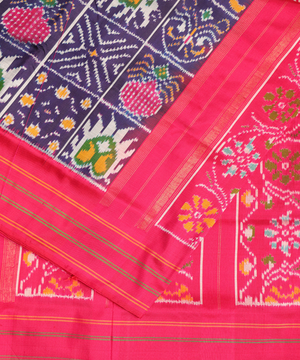 Space blue color handloom rajkot silk saree