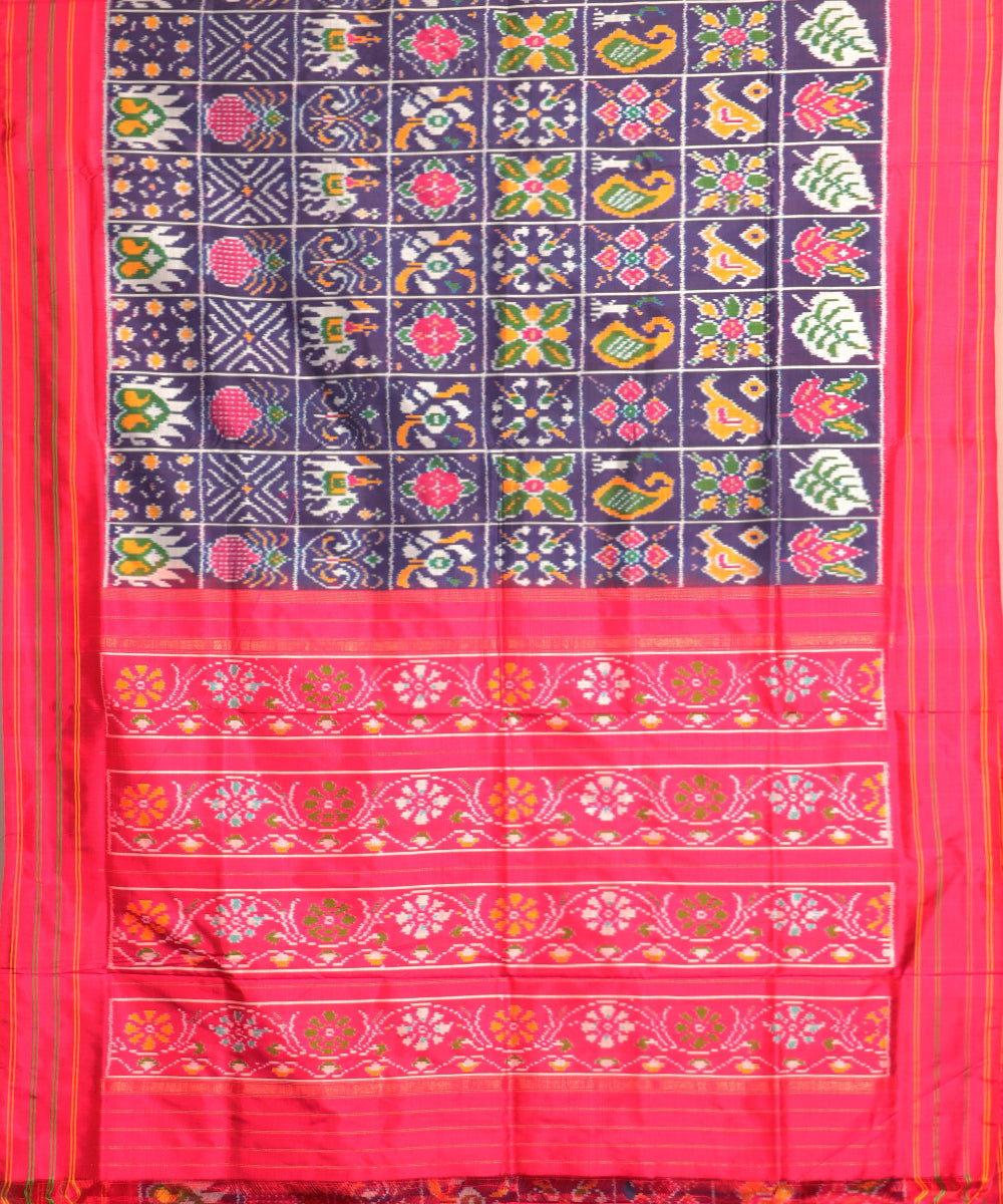 Space blue color handloom rajkot silk saree