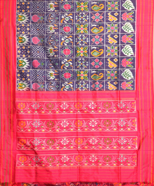Space blue color handloom rajkot silk saree