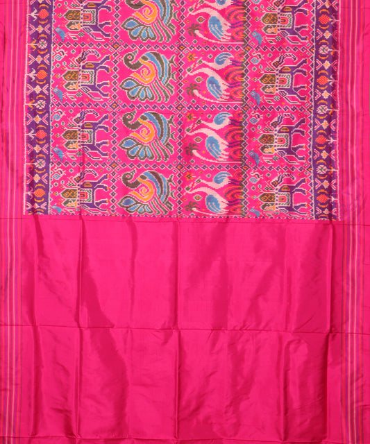 Hot pink color handloom rajkot silk saree