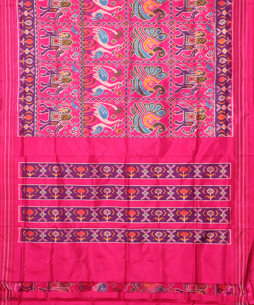 Hot pink color handloom rajkot silk saree