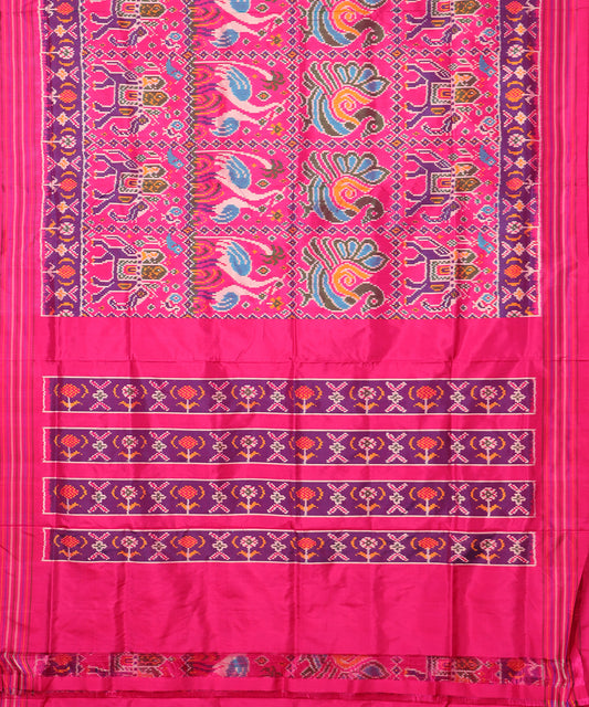 Hot pink color handloom rajkot silk saree