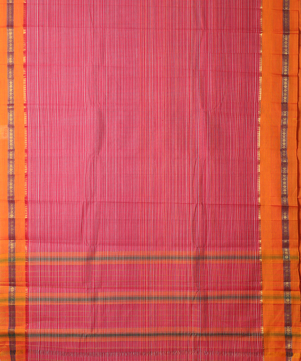Burgundy red color handloom narayanpet cotton saree