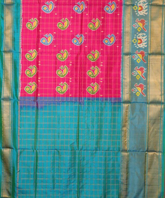 Ruby pink color handloom rajkot silk saree