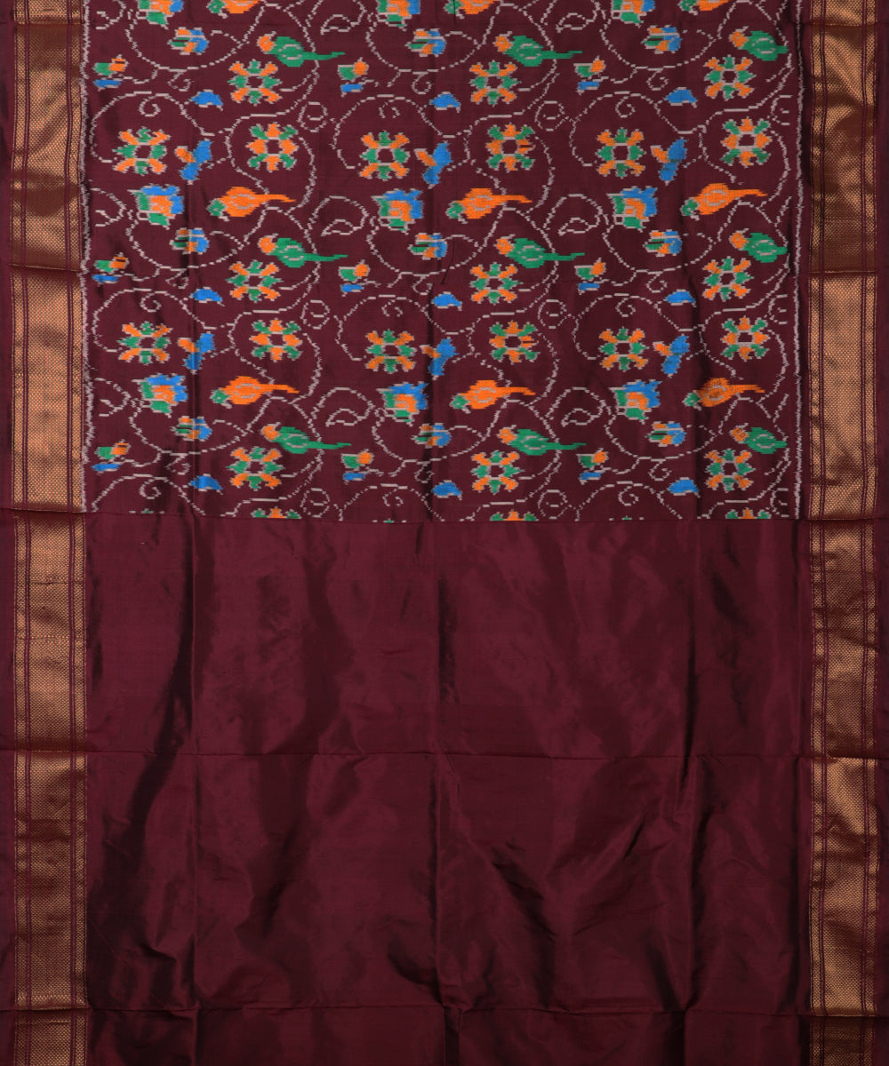 Mohogany color handloom rajkot silk saree