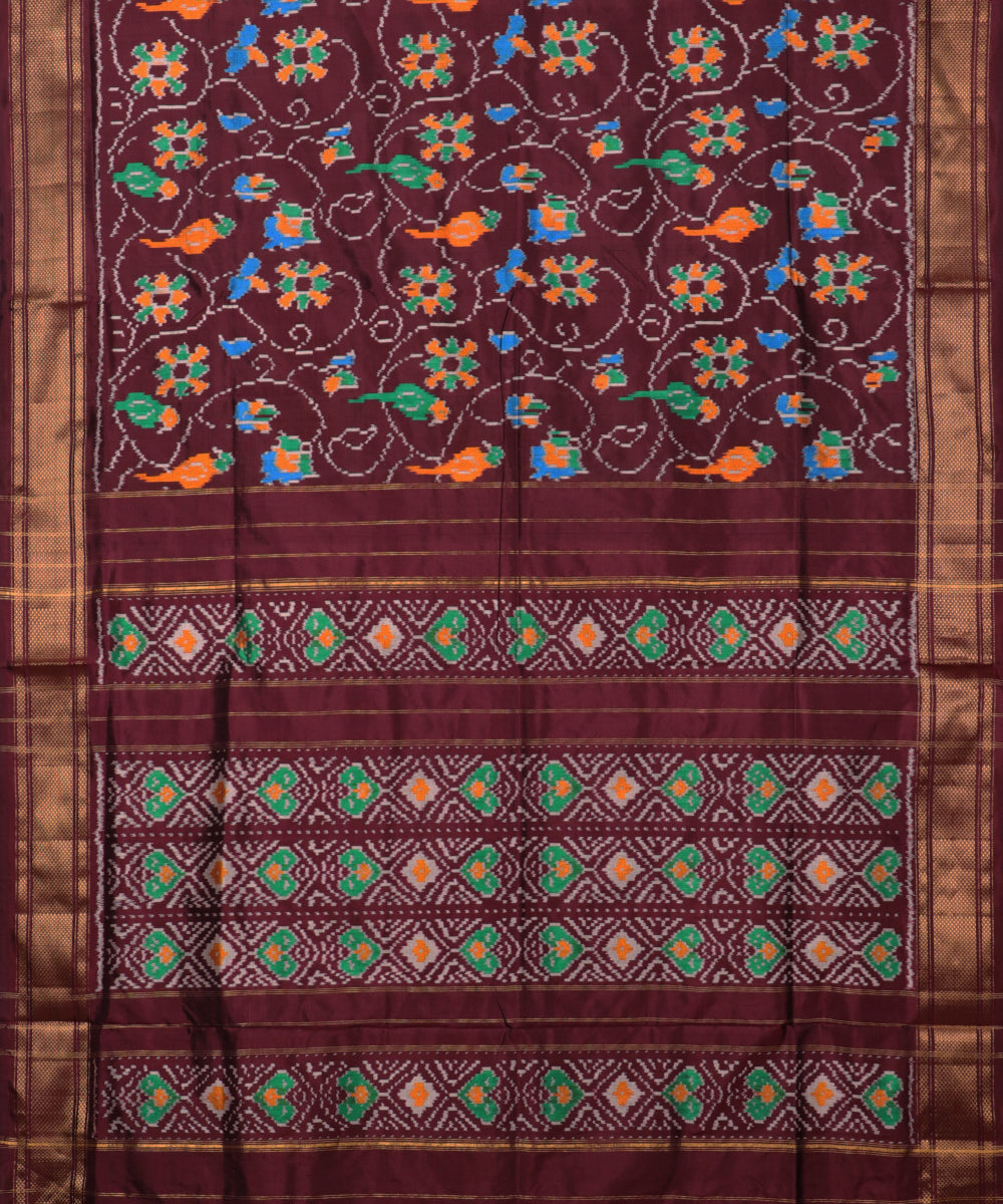 Mohogany color handloom rajkot silk saree