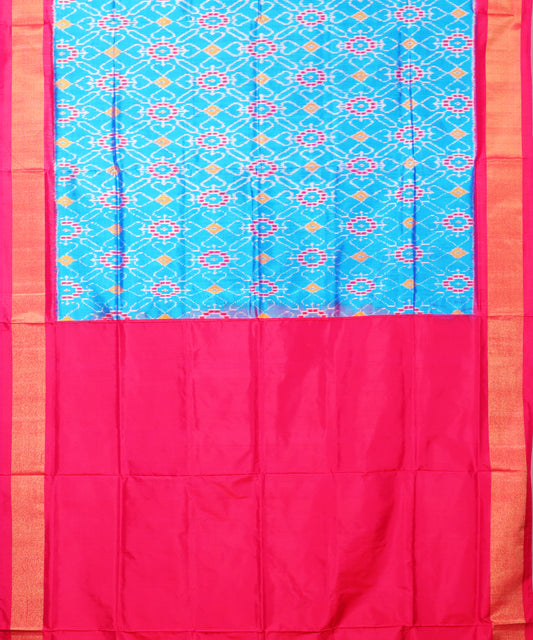 Sapphire blue color handloom rajkot silk saree