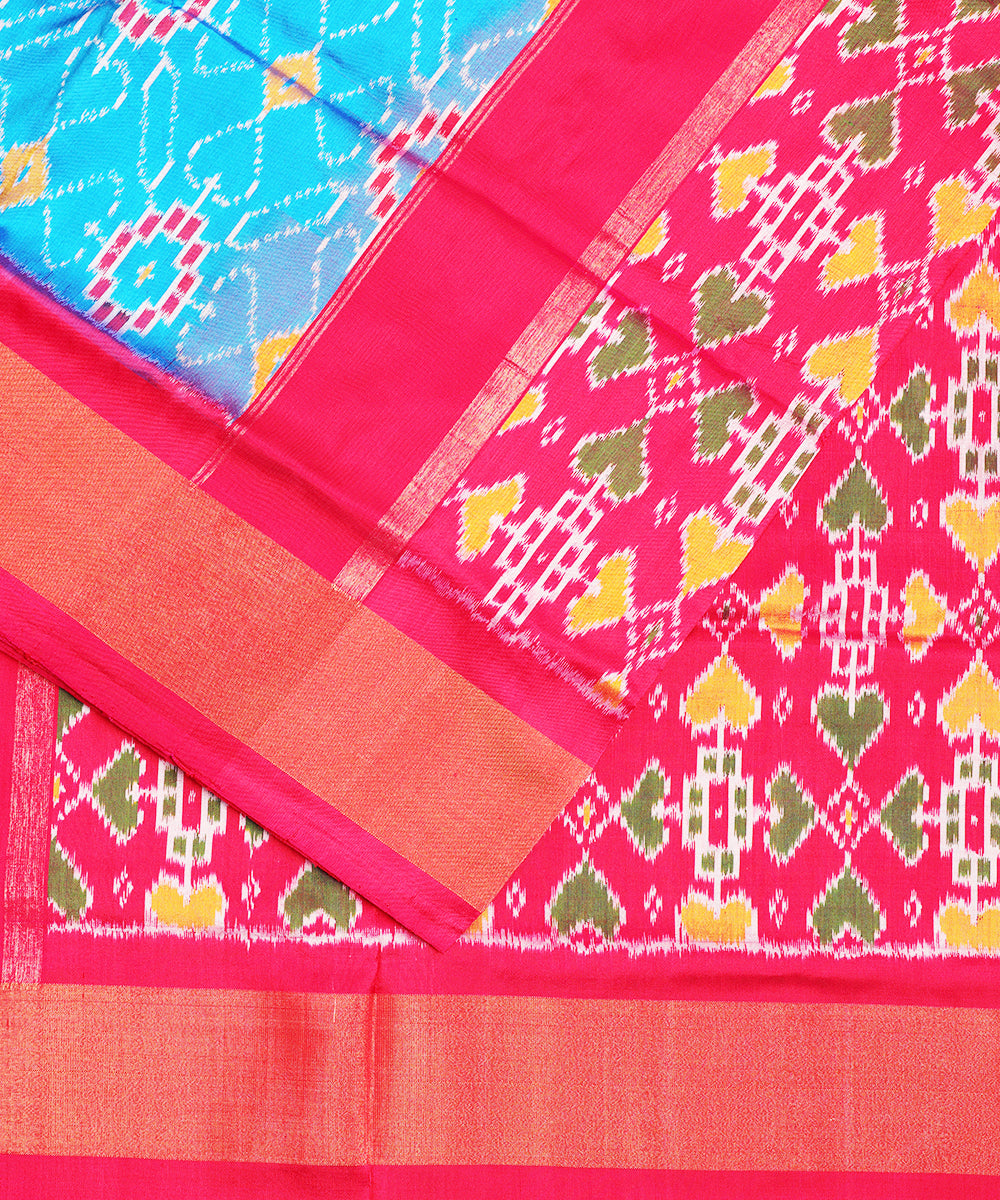 Sapphire blue color handloom rajkot silk saree