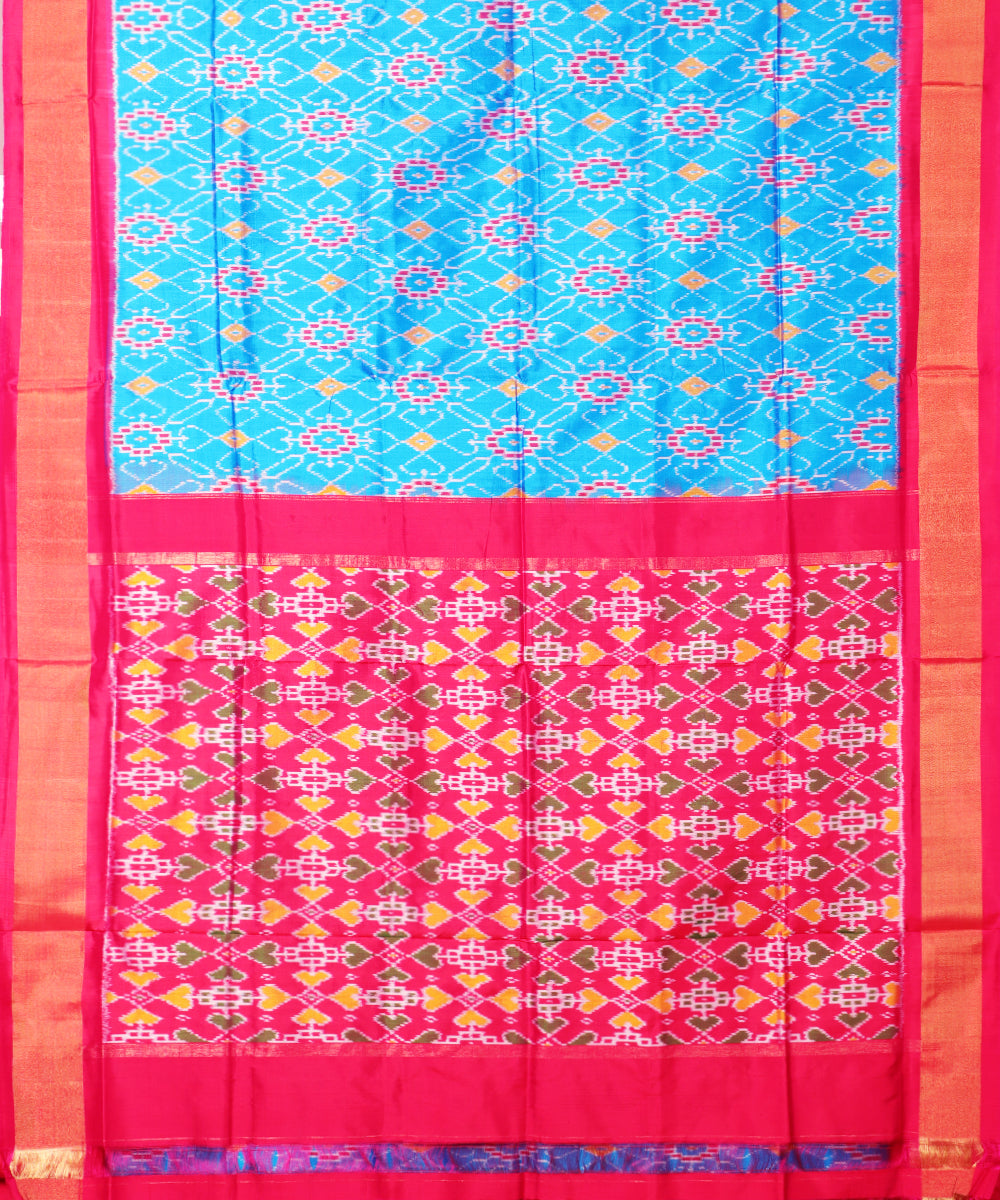 Sapphire blue color handloom rajkot silk saree
