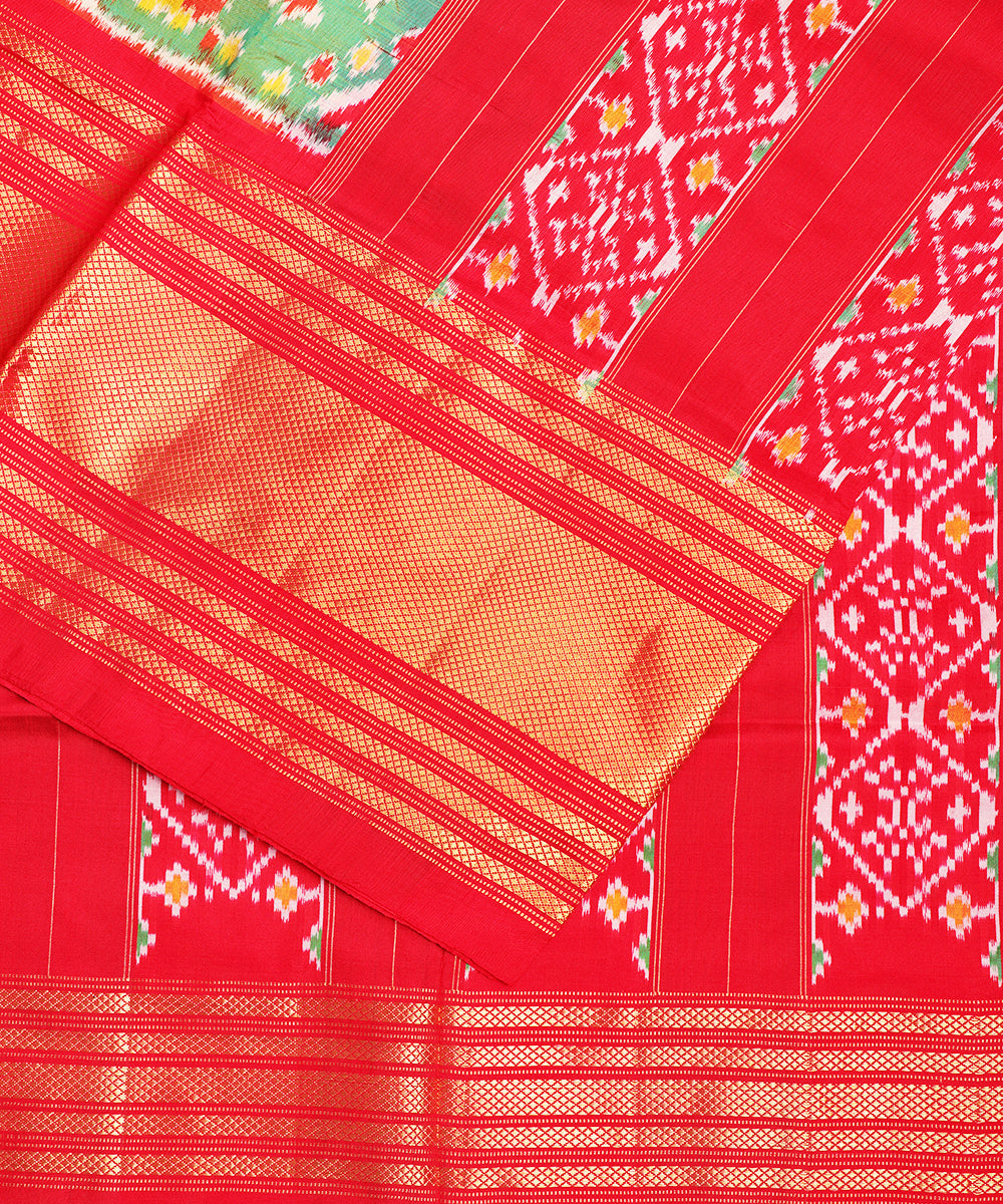 Emerald green shade handloom rajkot silk saree
