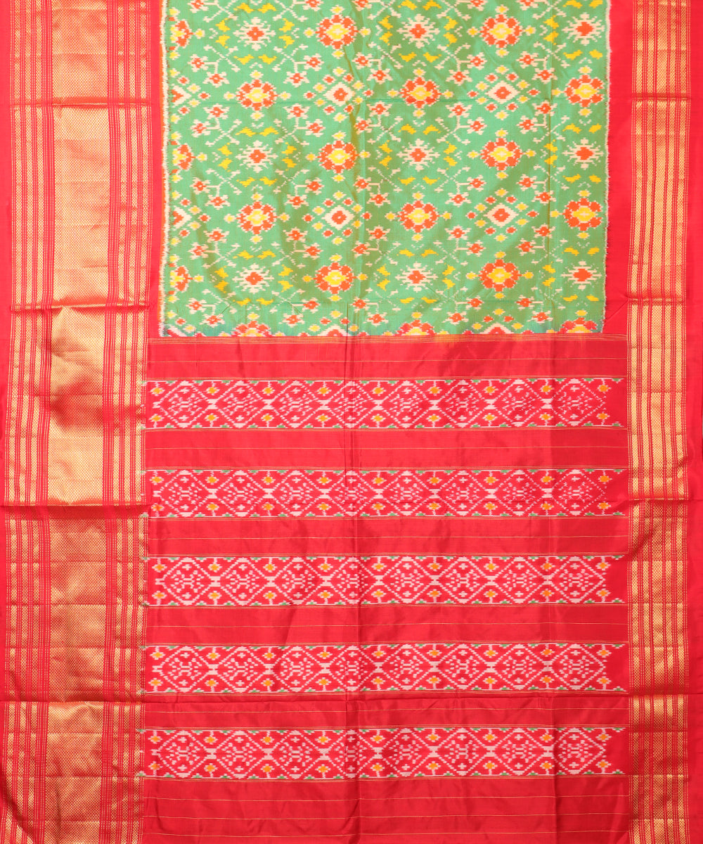 Emerald green shade handloom rajkot silk saree