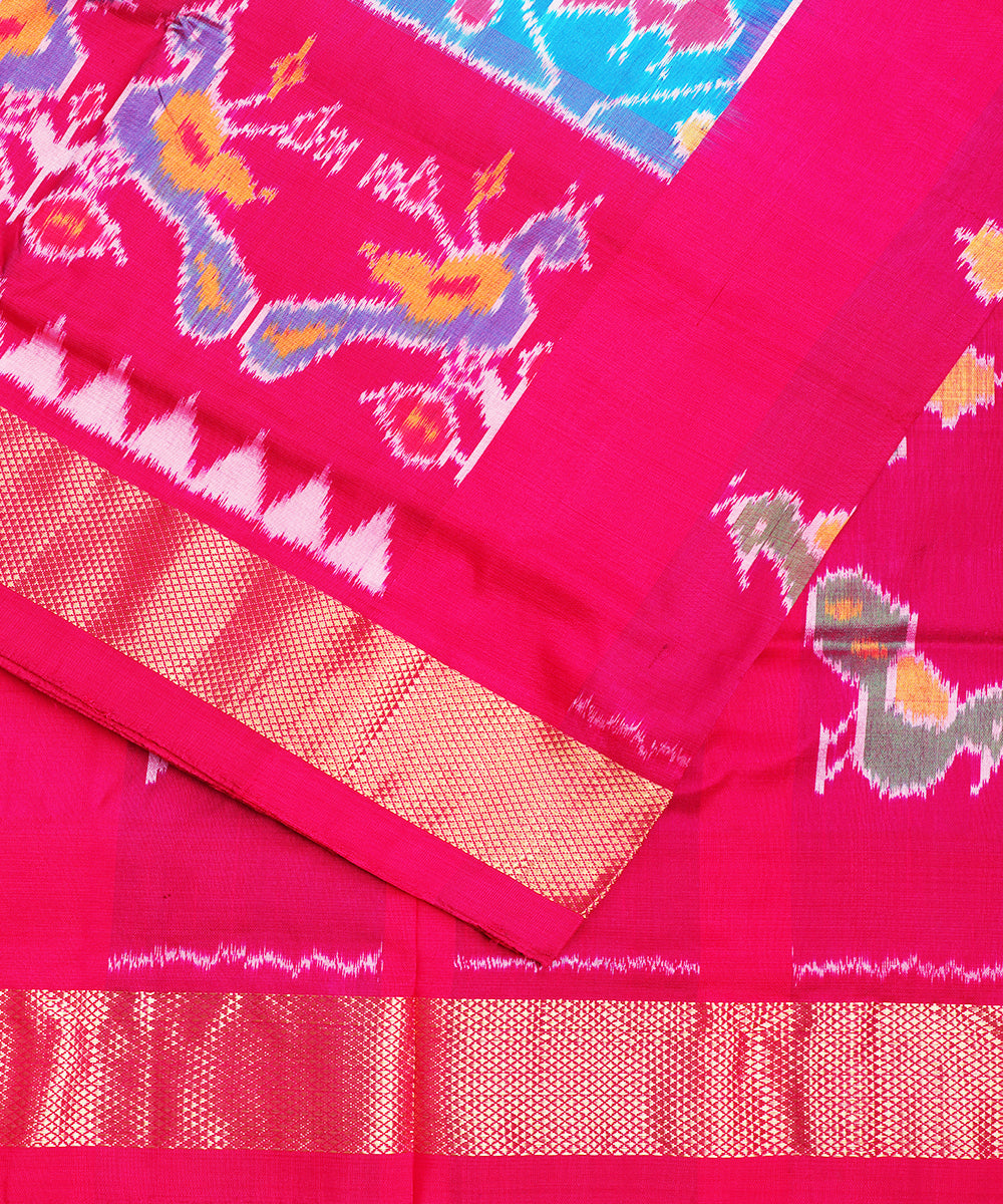 Olympic blue color handloom rajkot silk saree