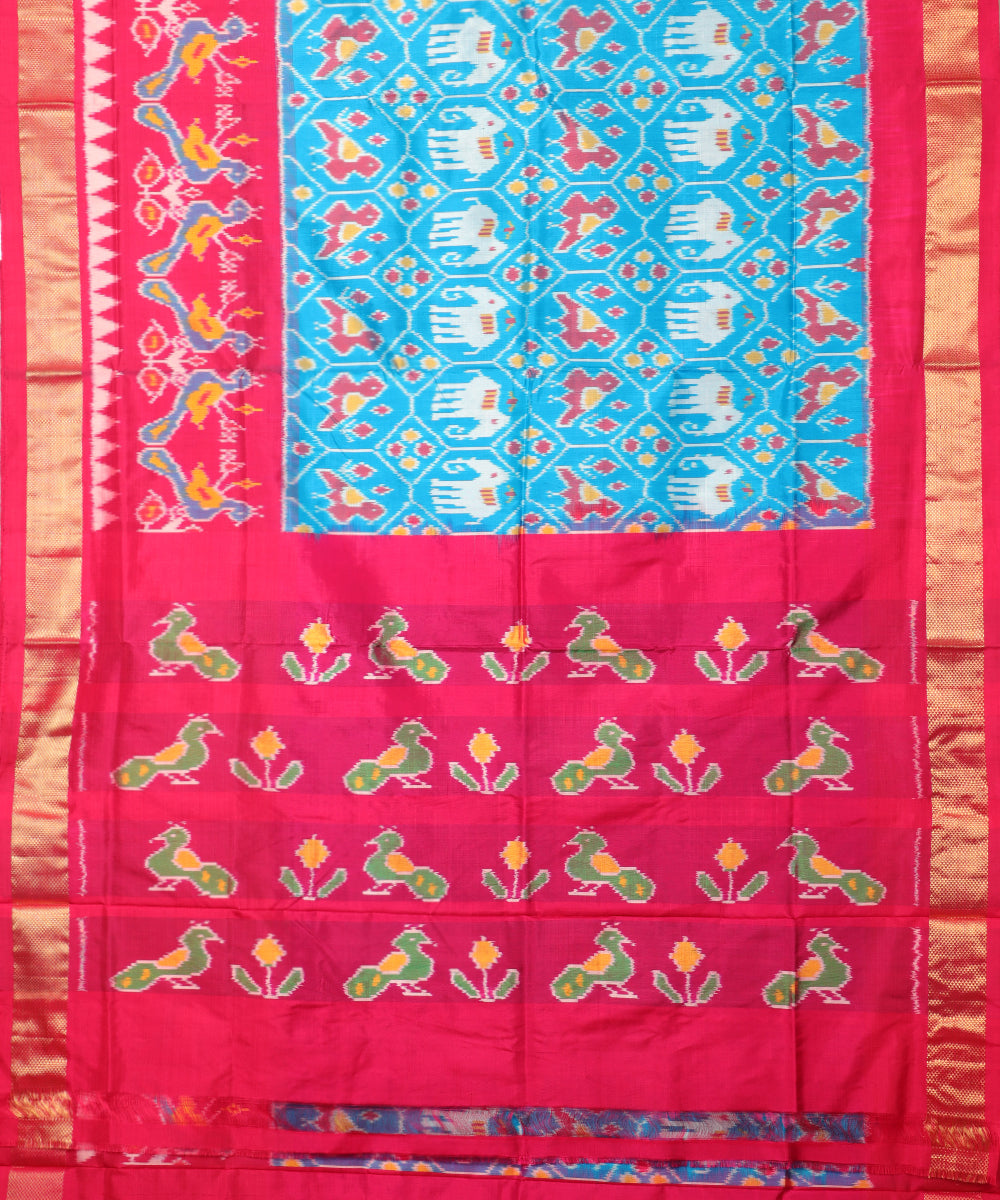 Olympic blue color handloom rajkot silk saree