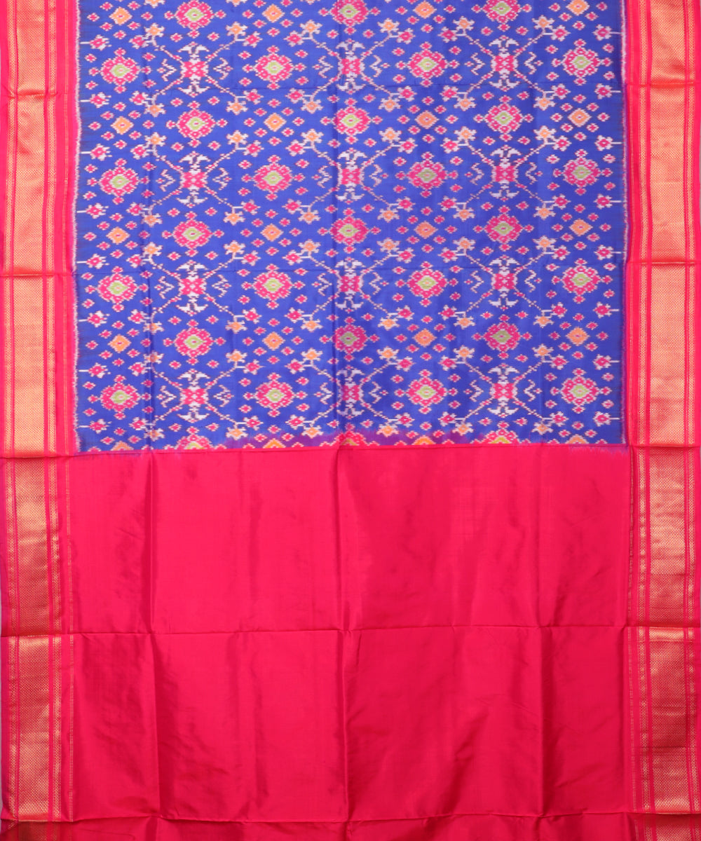 Egyptian blue color handloom rajkot silk saree