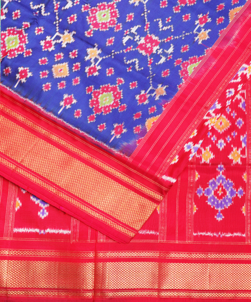 Egyptian blue color handloom rajkot silk saree