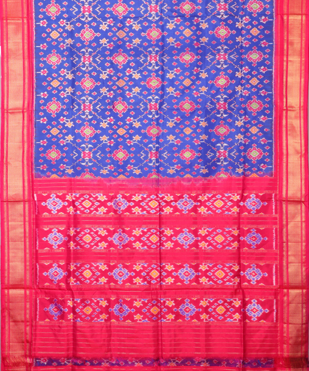 Egyptian blue color handloom rajkot silk saree