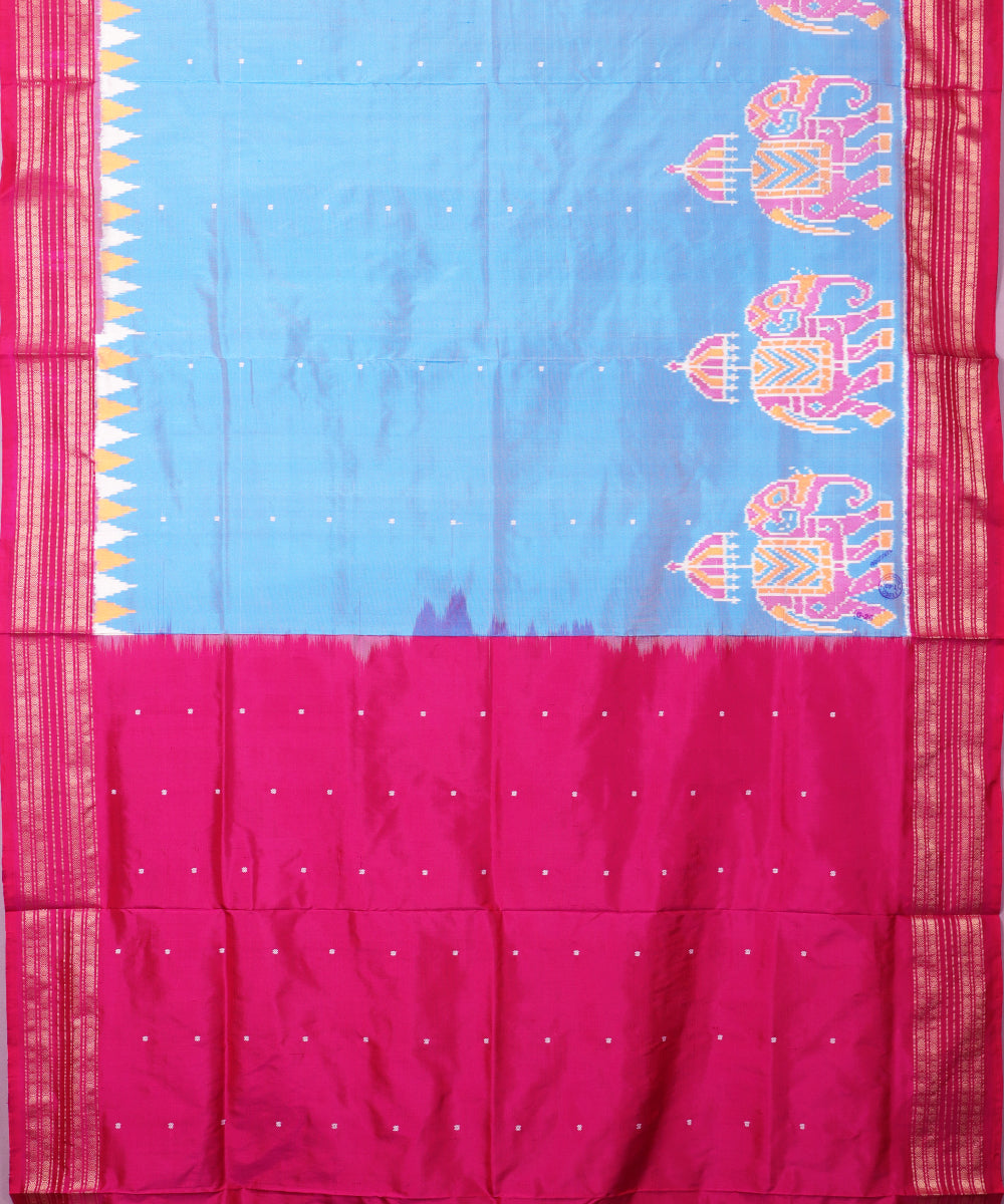 Carolina blue color handloom rajkot silk saree