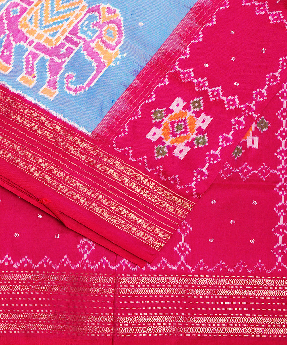 Carolina blue color handloom rajkot silk saree