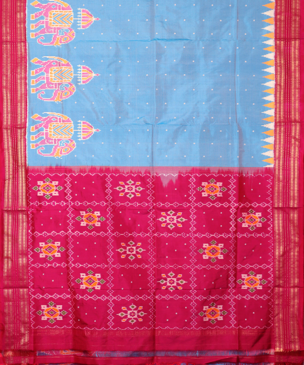 Carolina blue color handloom rajkot silk saree