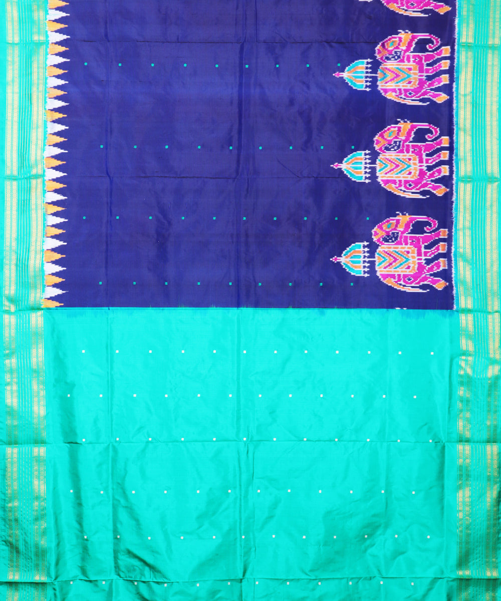 Navy blue color handloom rajkot silk saree