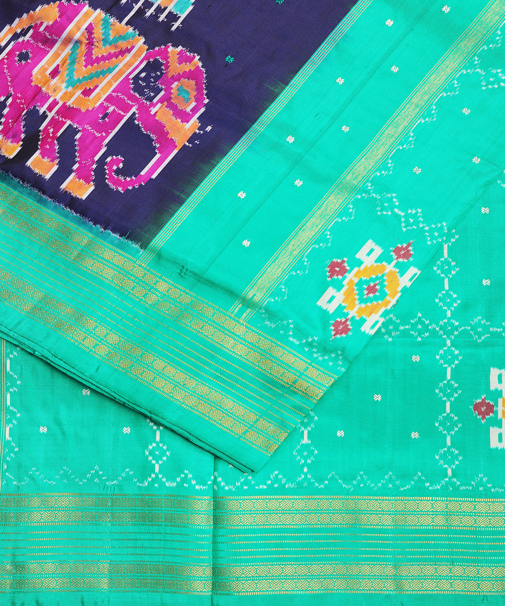 Navy blue color handloom rajkot silk saree