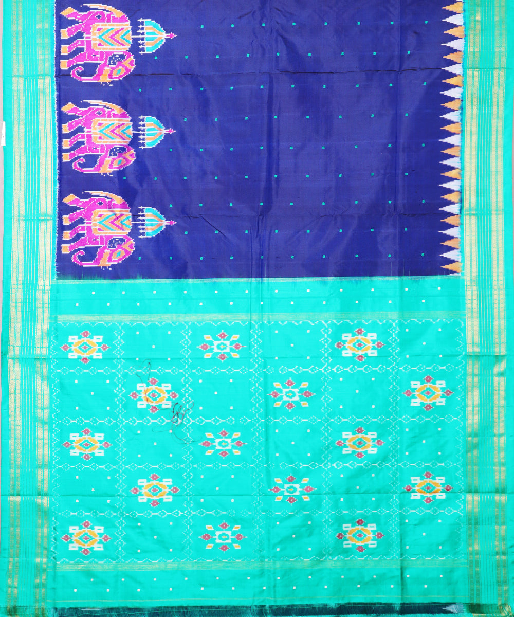 Navy blue color handloom rajkot silk saree