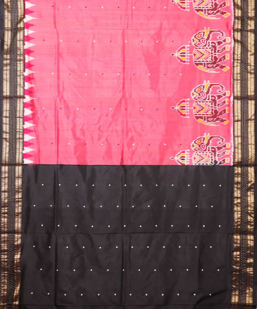 Raspberry red color handloom rajkot silk saree