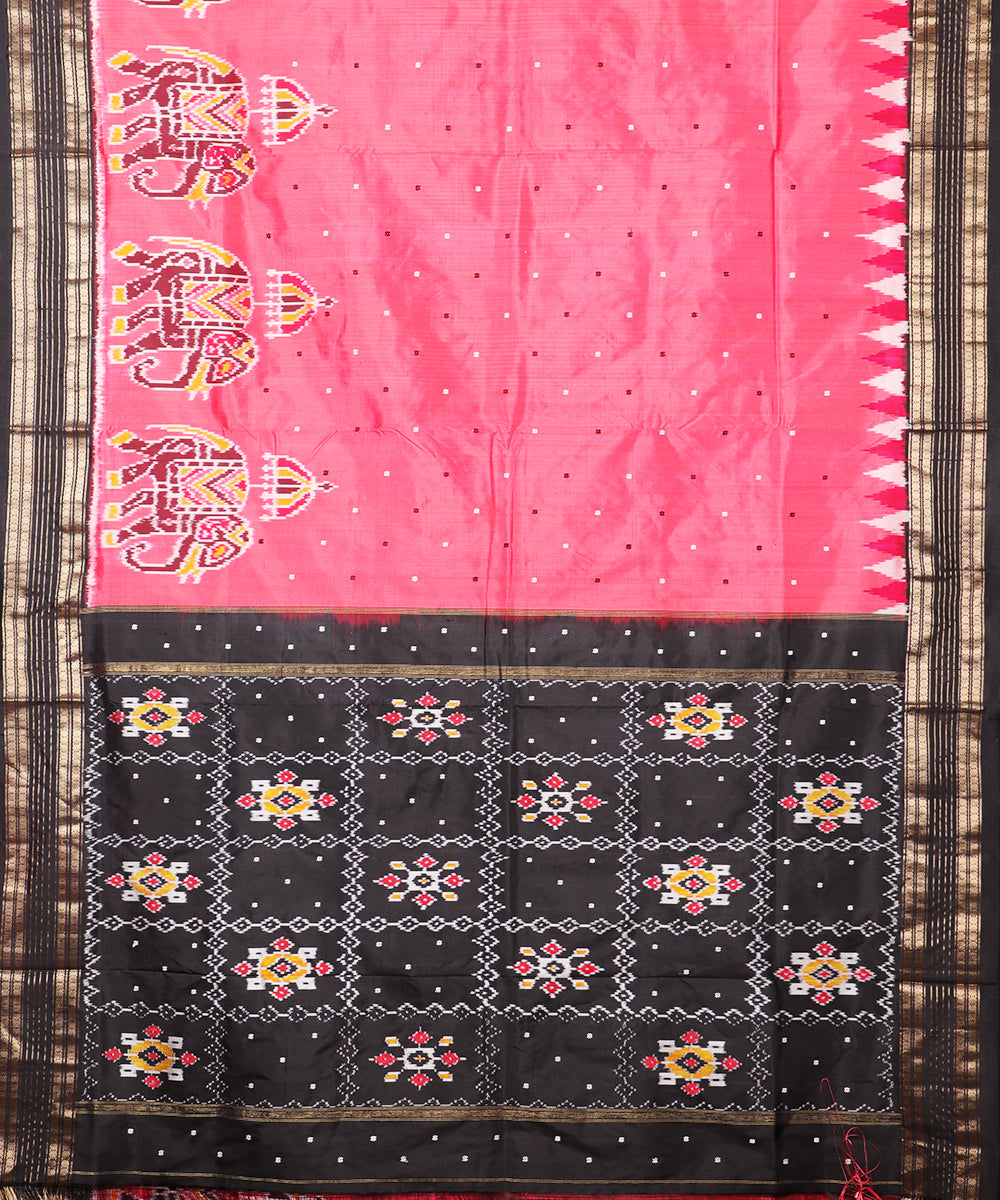 Raspberry red color handloom rajkot silk saree