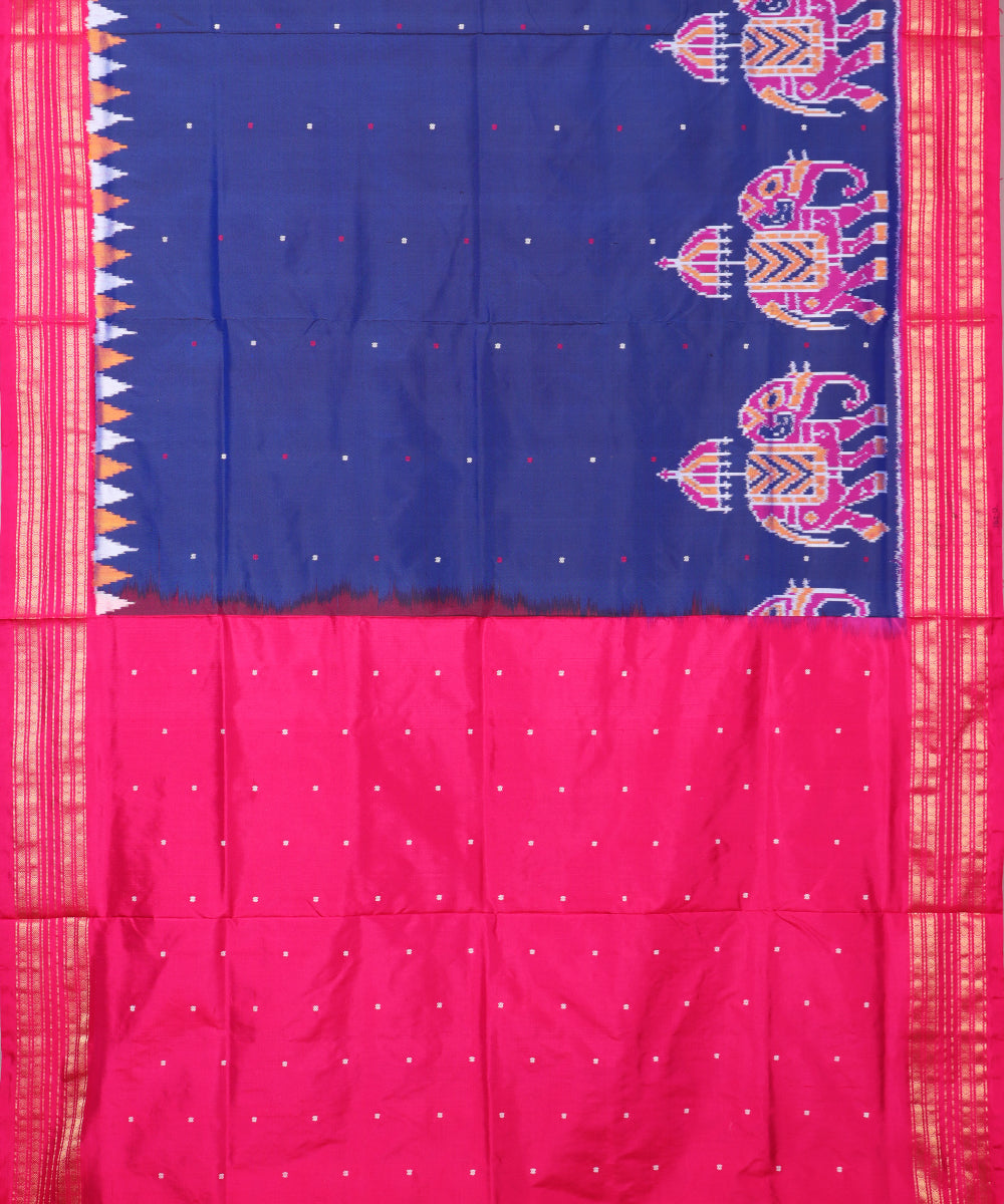 Space blue color handloom rajkot silk saree