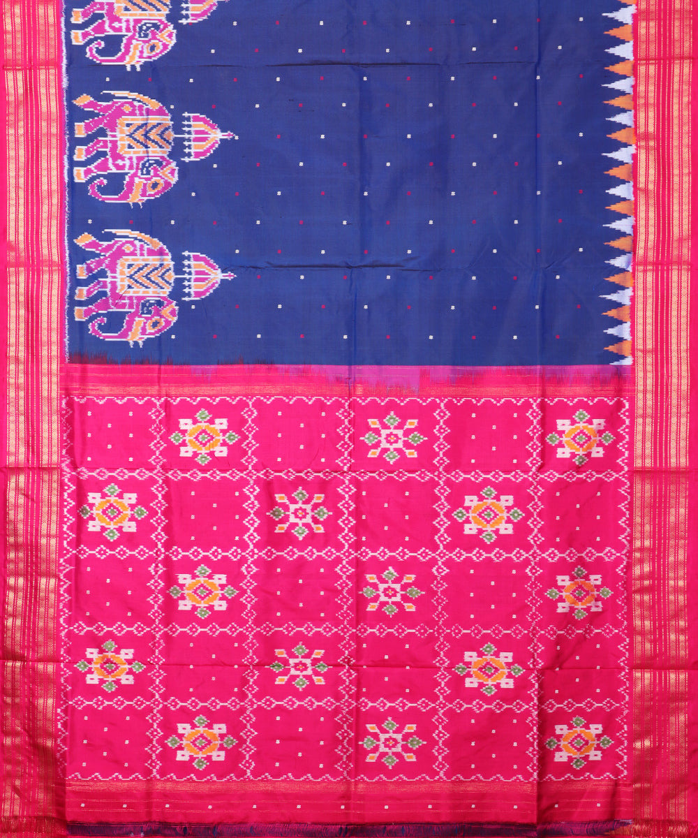 Space blue color handloom rajkot silk saree