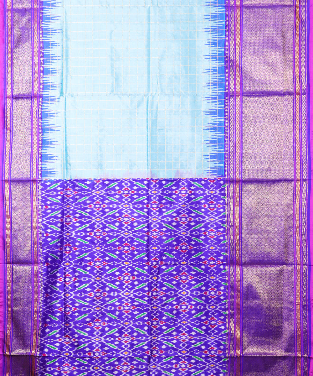 Sky blue color handloom rajkot silk saree