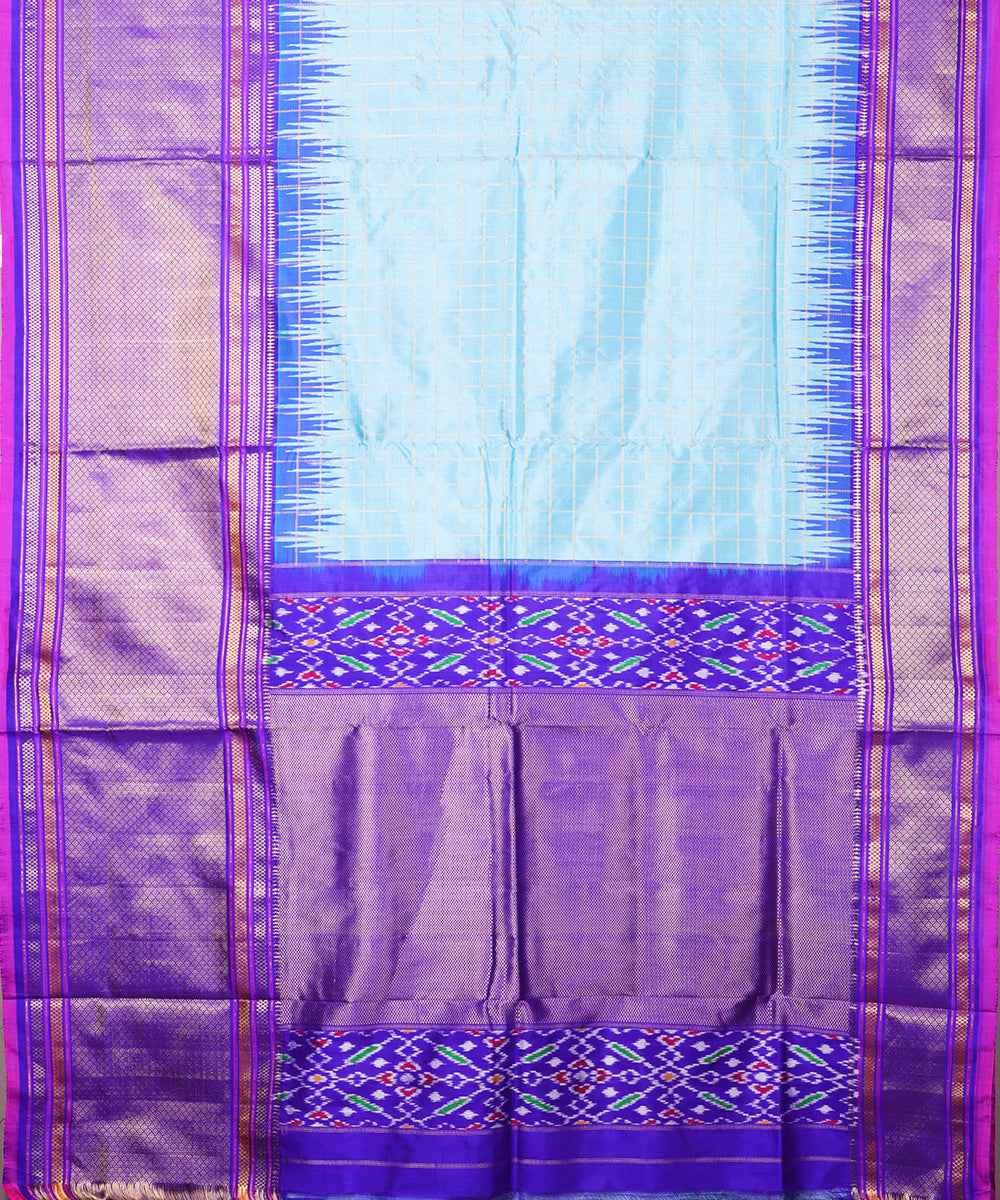 Sky blue color handloom rajkot silk saree